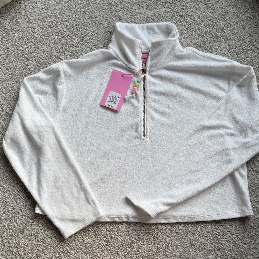 Stoney Clover Lane White Quarter-Zip Pullover Cropped